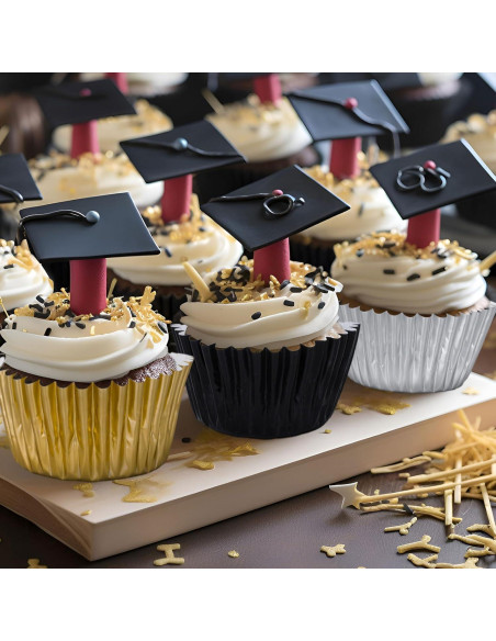 Forros de Cupcake Metálicos Whaline 150 Pcs Graduación