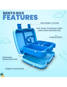 Caja Bento YOLAY para Niños 5 Compartimentos Tiburones 800ml 2