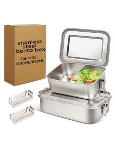 Caja de Almuerzo Acero Inoxidable LEEPENK 1400/850ml 2 Piezas
