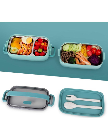 Caja Bento de Acero Inoxidable JUBOSYCZ 2100ml Verde Matcha Caja Bento de Acero Inoxidable JUBOSYCZ 2100ml Verde Matcha