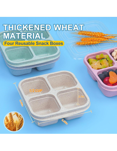 Contenedores Reutilizables LCHLZZ para Snacks - 4 Compartimentos