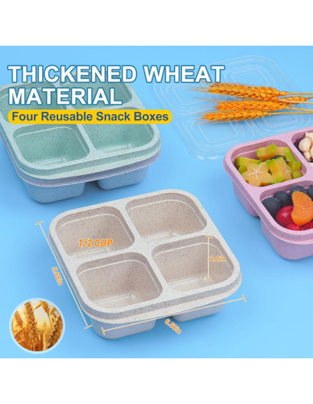 Contenedores Reutilizables LCHLZZ para Snacks - 4 Compartimentos Contenedores Reutilizables LCHLZZ para Snacks - 4 Compartimentos