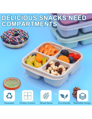 Contenedores Reutilizables LCHLZZ para Snacks - 4 Compartimentos