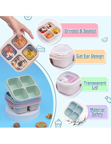 Contenedores Reutilizables LCHLZZ para Snacks - 4 Compartimentos