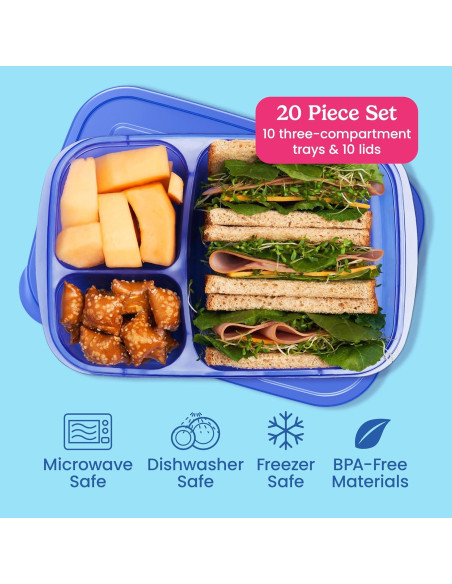 Bentgo Easyboxes Set de 10 Contenedores Almuerzo 3 Compartimentos Bentgo Easyboxes Set de 10 Contenedores Almuerzo 3 Compartimentos