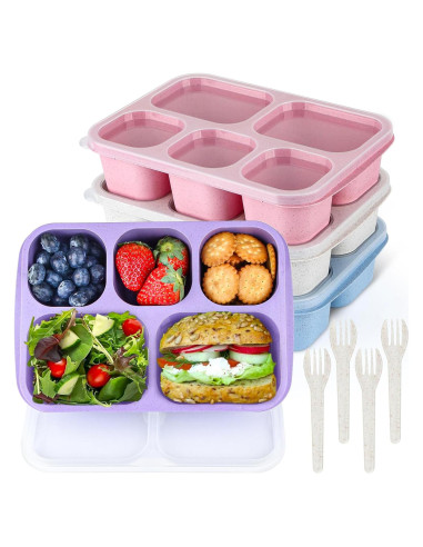 MaMix Bento Box 4 Piezas - Caja de Almuerzo 5 Compartimentos