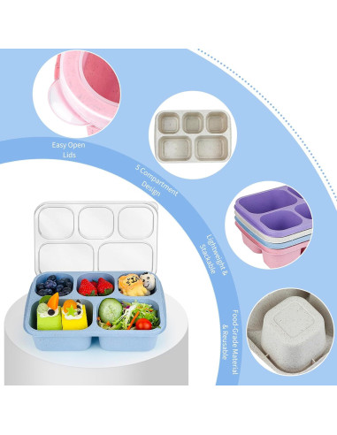MaMix Bento Box 4 Piezas - Caja de Almuerzo 5 Compartimentos