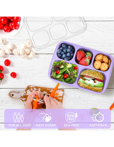 MaMix Bento Box 4 Piezas - Caja de Almuerzo 5 Compartimentos