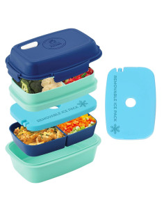 Caja Bento Healthy Packers Azul/Verde 4 Compartimentos 500ml