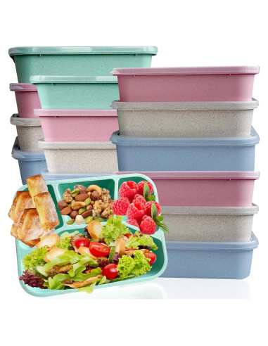 Set de 15 Cajas Bento Aellabus 4 Compartimentos 1000ml