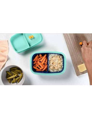 Caja Bento Healthy Packers Azul/Verde 4 Compartimentos 500ml