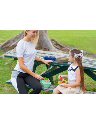 Caja Bento Healthy Packers Azul/Verde 4 Compartimentos 500ml