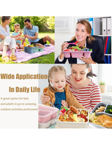 Set de 15 Cajas Bento Aellabus 4 Compartimentos 1000ml