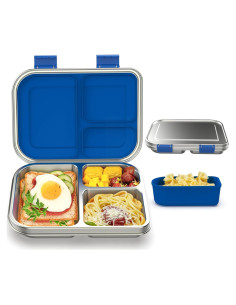 Caja Bento Acero Inoxidable BABHAMNESS 900ml 3 Compartimentos Azul