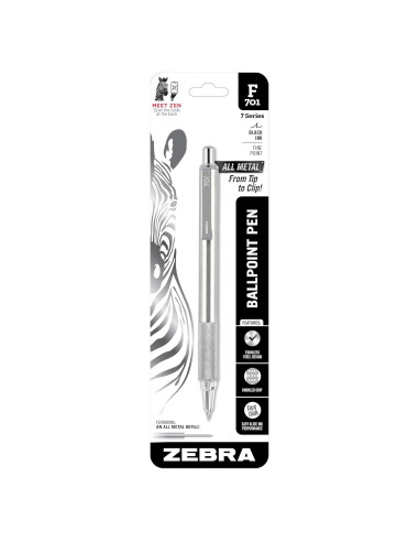 Bolígrafo retráctil Zebra Pen F-701 acero inoxidable 0.5mm