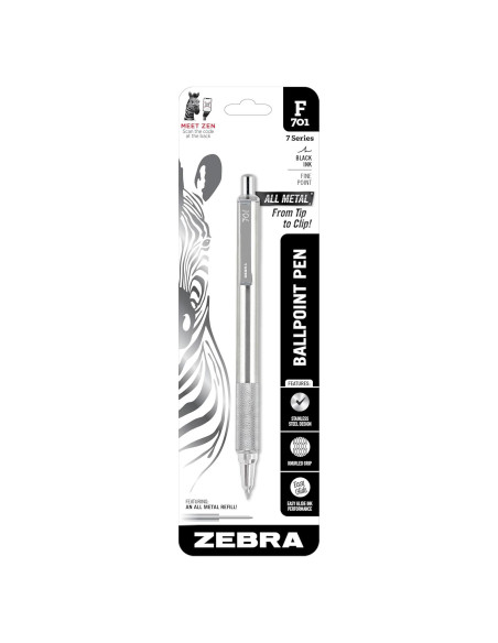 Bolígrafo retráctil Zebra Pen F-701 acero inoxidable 0.5mm