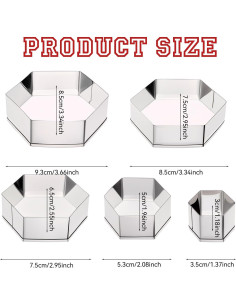 Juego de Cortadores de Galletas Hexagonales 5 Piezas Giantree 2