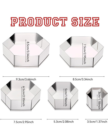 Juego de Cortadores de Galletas Hexagonales 5 Piezas Giantree Juego de Cortadores de Galletas Hexagonales 5 Piezas Giantree