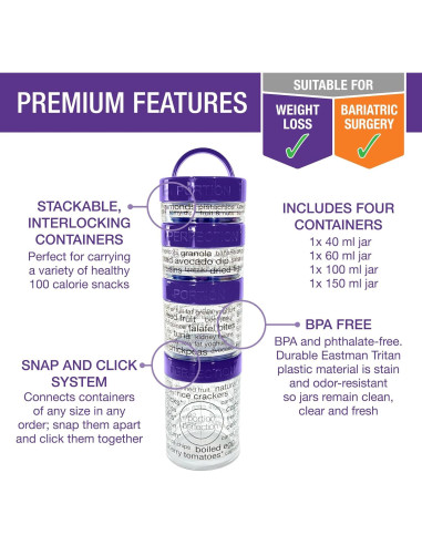 Contenedores Apilables de Snacks 100 Calorías - Snacker Púrpura