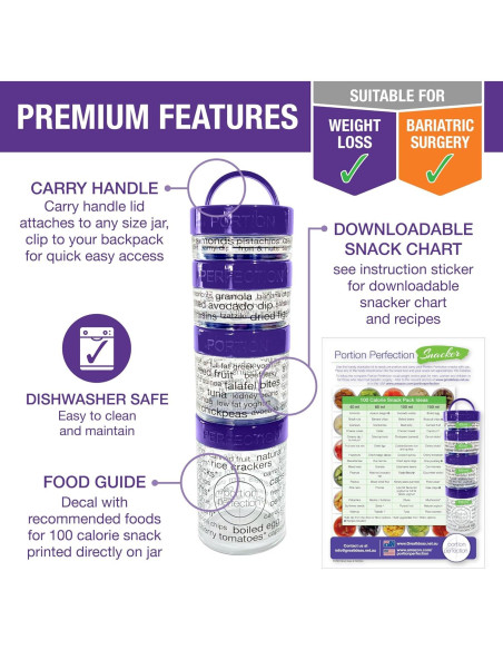 Contenedores Apilables de Snacks 100 Calorías - Snacker Púrpura Contenedores Apilables de Snacks 100 Calorías - Snacker Púrpura