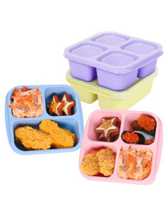 Caja Bento Reutilizable AWTBDP, 4 Contenedores 3 y 4 Compartimentos