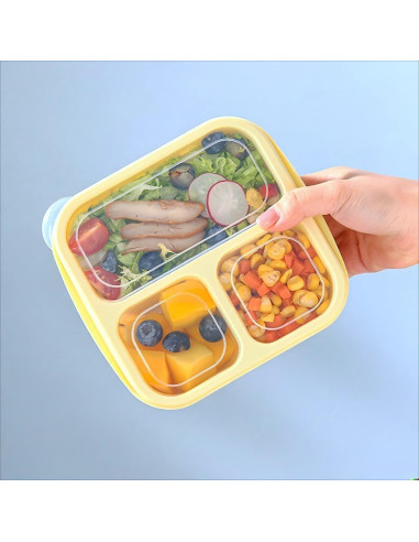 Caja Bento Reutilizable AWTBDP, 4 Contenedores 3 y 4 Compartimentos