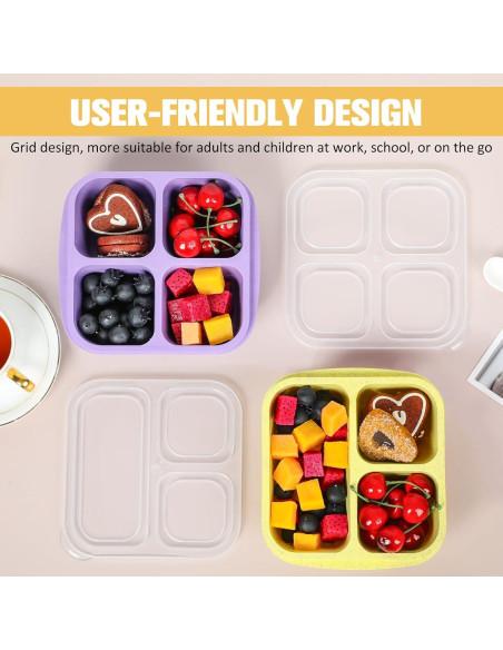 Caja Bento Reutilizable AWTBDP, 4 Contenedores 3 y 4 Compartimentos Caja Bento Reutilizable AWTBDP, 4 Contenedores 3 y 4 Compartimentos