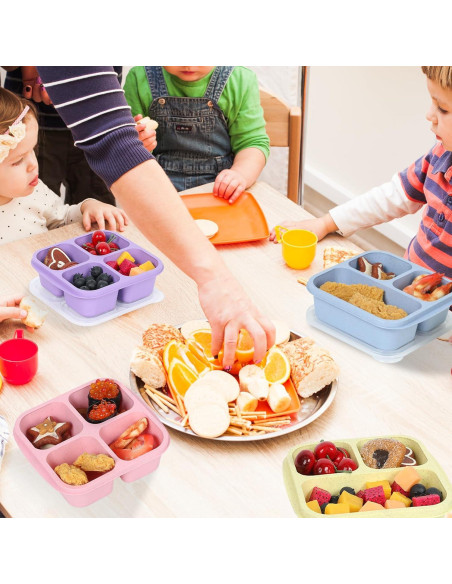 Caja Bento Reutilizable AWTBDP, 4 Contenedores 3 y 4 Compartimentos Caja Bento Reutilizable AWTBDP, 4 Contenedores 3 y 4 Compartimentos
