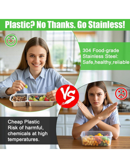 Contenedor de Snack Palksky Acero Inoxidable 2 Compartimentos 0.6L