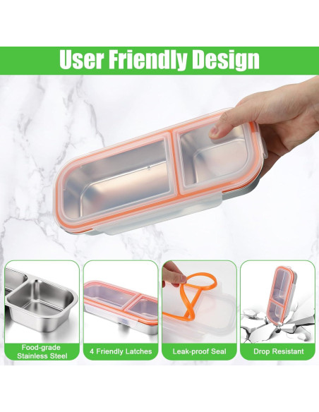 Contenedor de Snack Palksky Acero Inoxidable 2 Compartimentos 0.6L