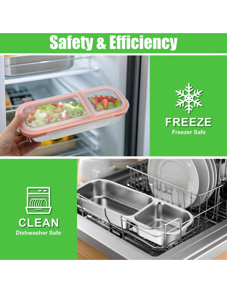 Contenedor de Snack Palksky Acero Inoxidable 2 Compartimentos 0.6L