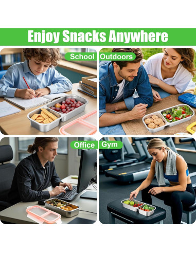 Contenedor de Snack Palksky Acero Inoxidable 2 Compartimentos 0.6L