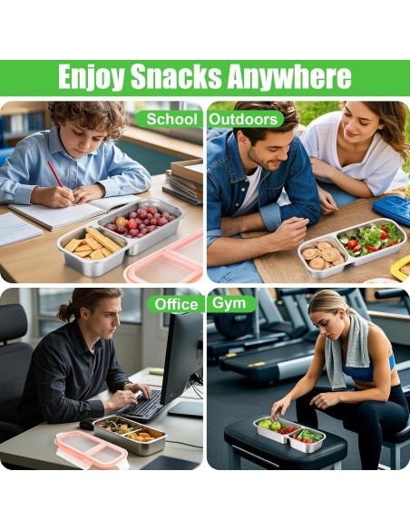 Contenedor de Snack Palksky Acero Inoxidable 2 Compartimentos 0.6L