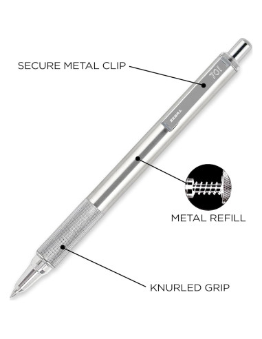 Bolígrafo retráctil Zebra Pen F-701 acero inoxidable 0.5mm