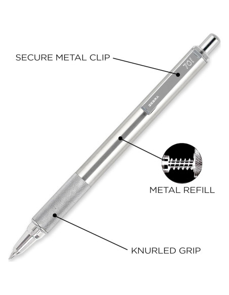 Bolígrafo retráctil Zebra Pen F-701 acero inoxidable 0.5mm
