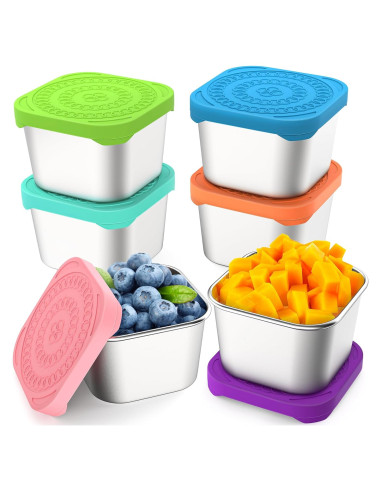 Paquete de 6 Contenedores de Snack CasaCulina 180ml Acero Inoxidable