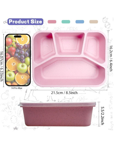 Paquete de 8 Cajas Bento Aellabus, Contenedores Reutilizables 1000ml