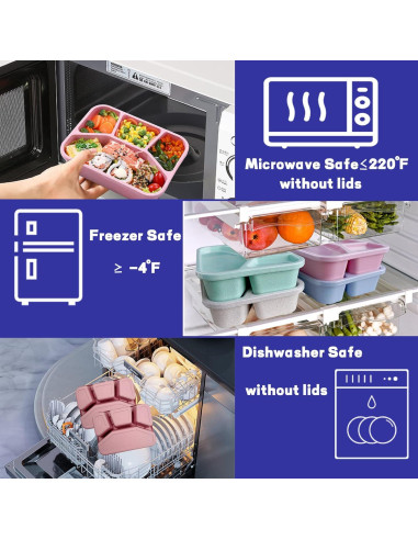 Paquete de 8 Cajas Bento Aellabus, Contenedores Reutilizables 1000ml