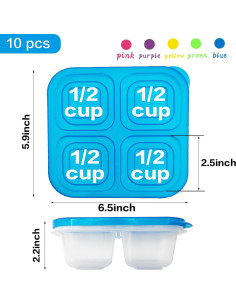 10 Cajas de Snack Multicolores 4 Compartimentos Reutilizables 2