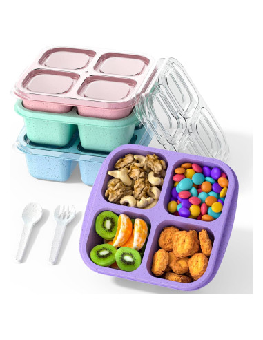 Contenedores de Snack Bento CSQLJ 4 Compartimentos Reutilizables