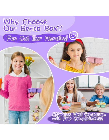 Contenedores de Snack Bento CSQLJ 4 Compartimentos Reutilizables Contenedores de Snack Bento CSQLJ 4 Compartimentos Reutilizables