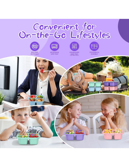 Contenedores de Snack Bento CSQLJ 4 Compartimentos Reutilizables Contenedores de Snack Bento CSQLJ 4 Compartimentos Reutilizables