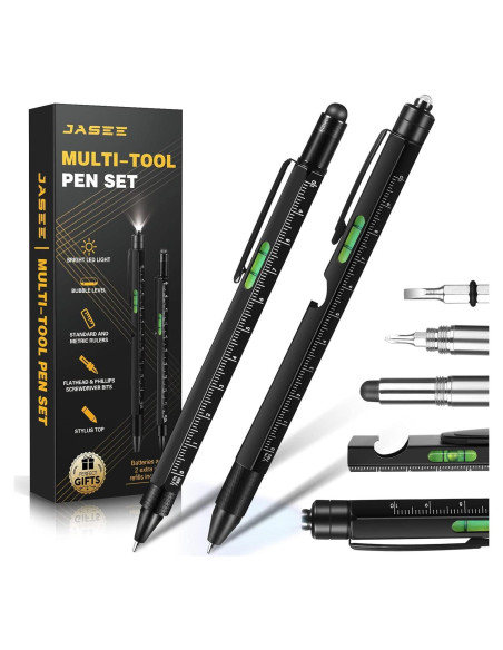 Bolígrafo Multiherramienta Jasee 9 en 1 con LED y Estilógrafo