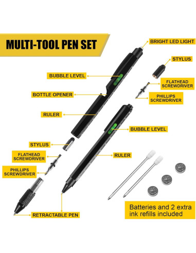 Bolígrafo Multiherramienta Jasee 9 en 1 con LED y Estilógrafo
