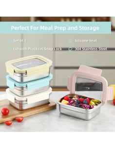 BEFOY Contenedor de Snack Acero Inoxidable 650ml 4 Piezas 2