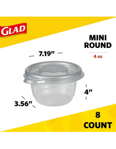 Contenedores de Almacenamiento Hermético GladWare 4 oz - 8 Piezas 2