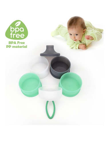 Dispensador de Fórmula para Bebés LADISO 4 Compartimentos Verde