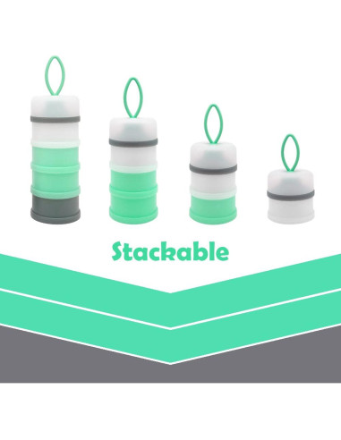 Dispensador de Fórmula para Bebés LADISO 4 Compartimentos Verde