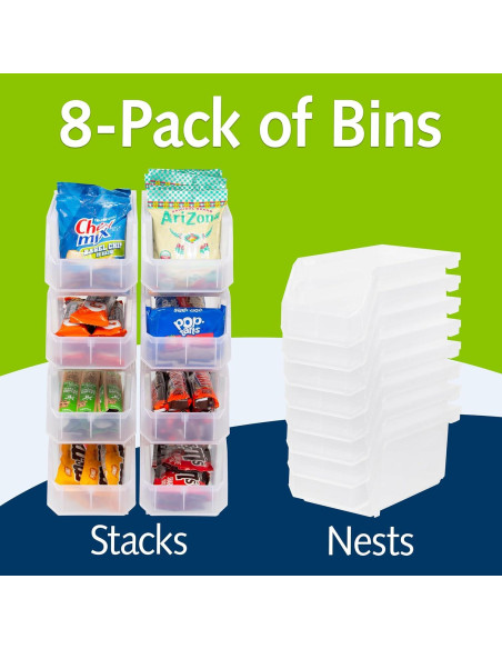 Bins Apilables de Plástico READYSPACE, 8 Unidades Medianos 28x12.7x14cm