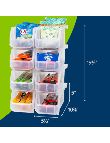 Bins Apilables de Plástico READYSPACE, 8 Unidades Medianos 28x12.7x14cm